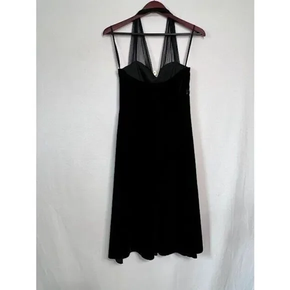 Y2K Vintage Black Stretch Velvet sequin Halter Top Dress Blondie Nites Size 9 - Picture 4 of 6